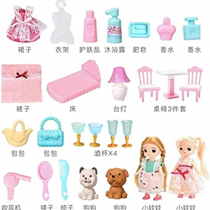 ست اسباب بازی خانه عروسکی 2 در 1 مدل کیف ویلایی 2in1 Portable Dollhouse Toy Playset with Carry Handle _اسباب بازی